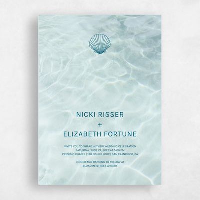 Iceberg, Blue Wedding Invitation - Waterview Portrait