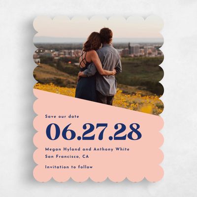 Orange Scalloped Wedding Save the Date - Zesty Photo