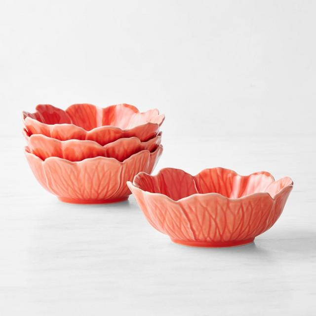 Bordallo Pinheiro Flora Cereal Bowls, Set of 4, Coral