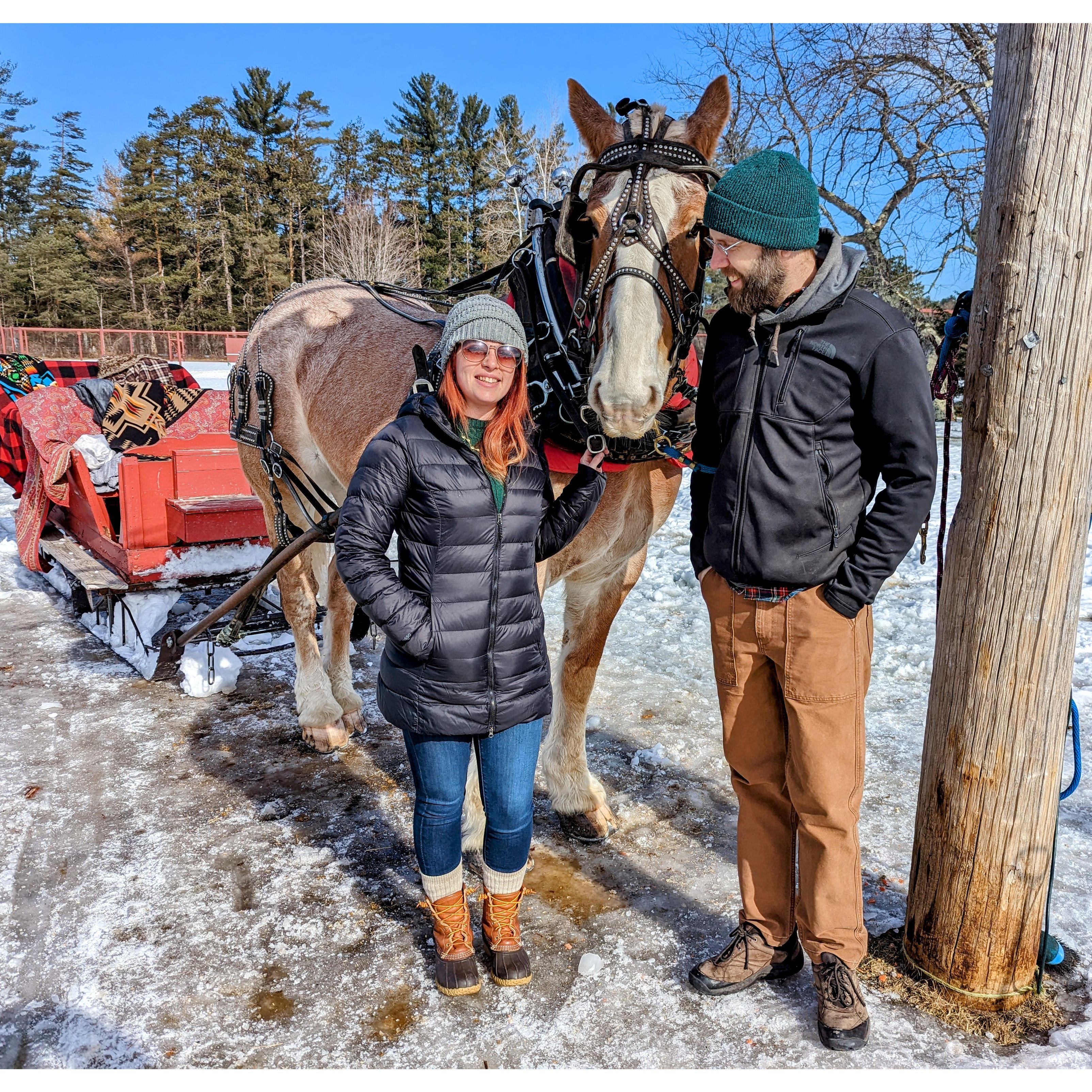 Lincoln, NH timeshare trip. Sleigh ride! 2/13/2022