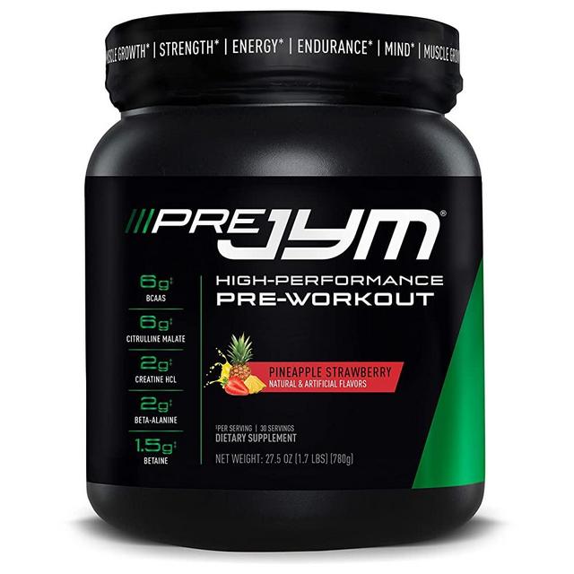 Pre Jym Pre Workout Powder - Bcaas, Creatine Hci, Citrulline Malate, Beta-Alanine, Betaine, & More | JYM Supplement Science | Pineapple Strawberry Flavor, 30 Servings