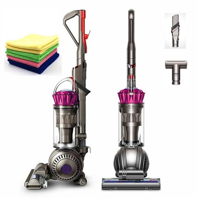 Flagship Dyson Ball Multi Floor Upright Vacuum: Bagless, Corded, Whole-Machine HEPA Filtration, Strongest Suction for Carpet and Hard Floor, Washable Filter, Fuchsia +One Maxitek Microfiber Cloth