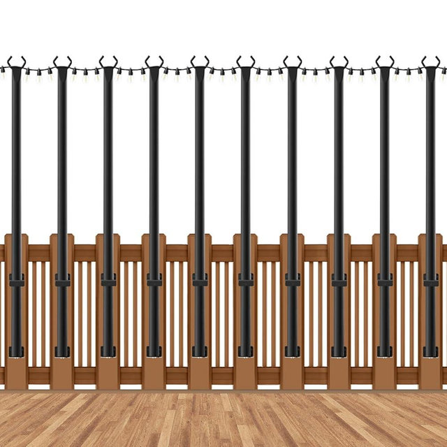 10 Pack String Light Poles for Deck,5 Ft String Light Poles for Outside with Fixing Clips,Metal Poles for Outdoor String Lights, Hanging Light Poles for Fence Garden Backyard Wall Bistro