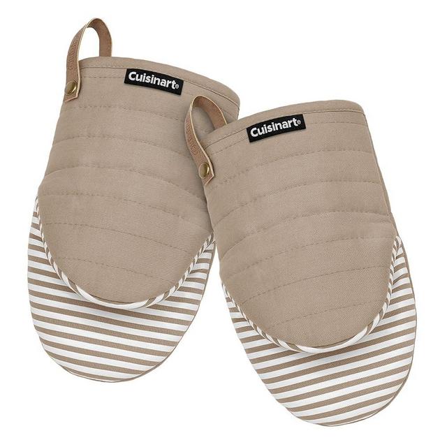 Cuisinart Mini Oven Mitts – 5.5” x 8” Heat-Resistant Kitchen Mitts for Oven with Non-Slip Printed Silicone, Cotton Filling, and Faux Leather Loop – Durable Oven Mitt Set for Cooking & Baking (Horizon)