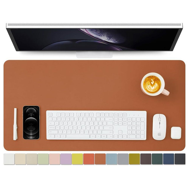 HOMIEAZICOZI Leather Desk Mat - Non-Slip PU Pad for Office and Home Organization Accessories Ideal Large Mouse Mats on Top of Desks (Brown,31.5''x 15.7'') (DPD-Br-M)