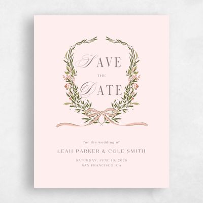 Lightest Blush, Pink Wedding Save the Date - Cindra Portrait