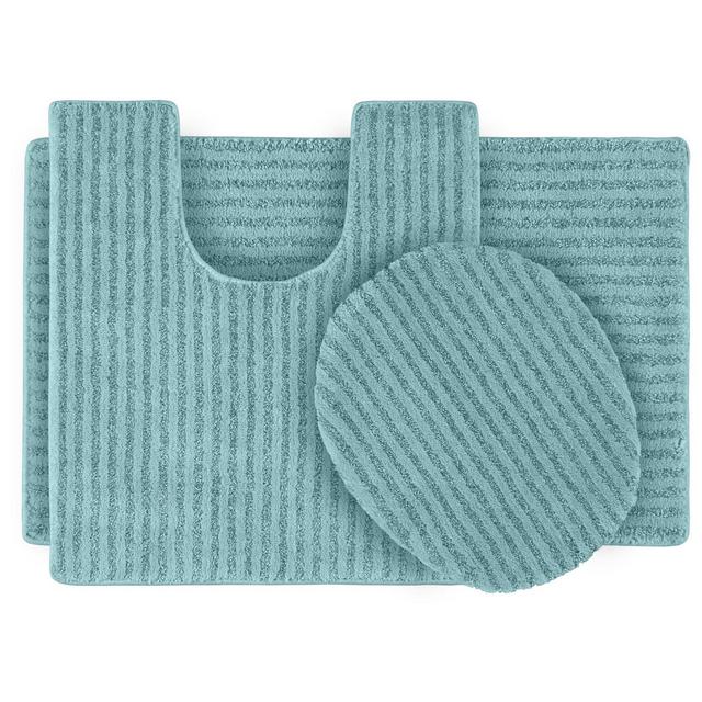 3pc Sheridan Plush Washable Nylon Bath Rug Set Sea foam - Garland