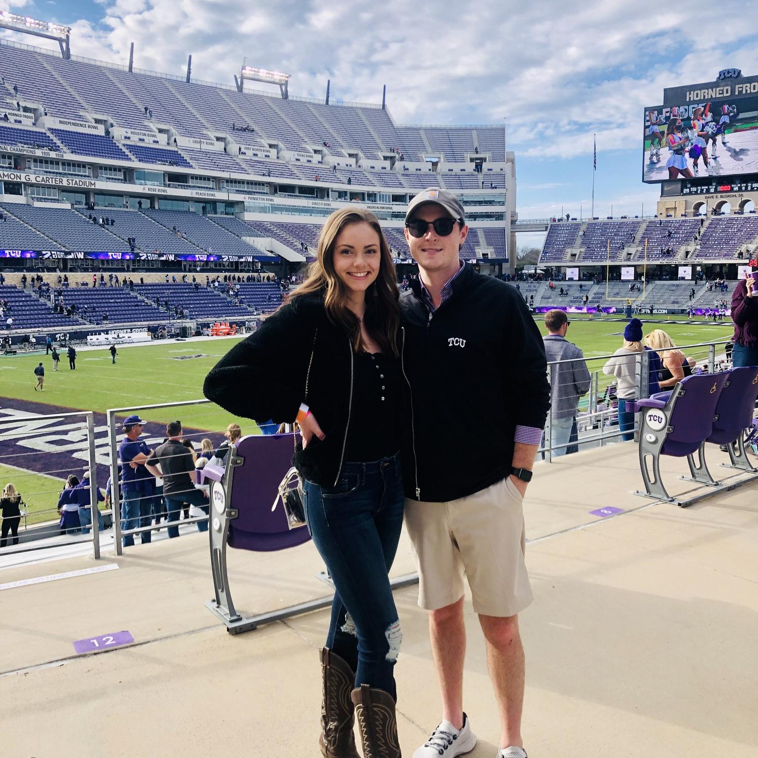 Enjoying our first TCU football season together!