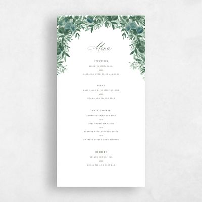 White Greenery Wedding Menu - Chai