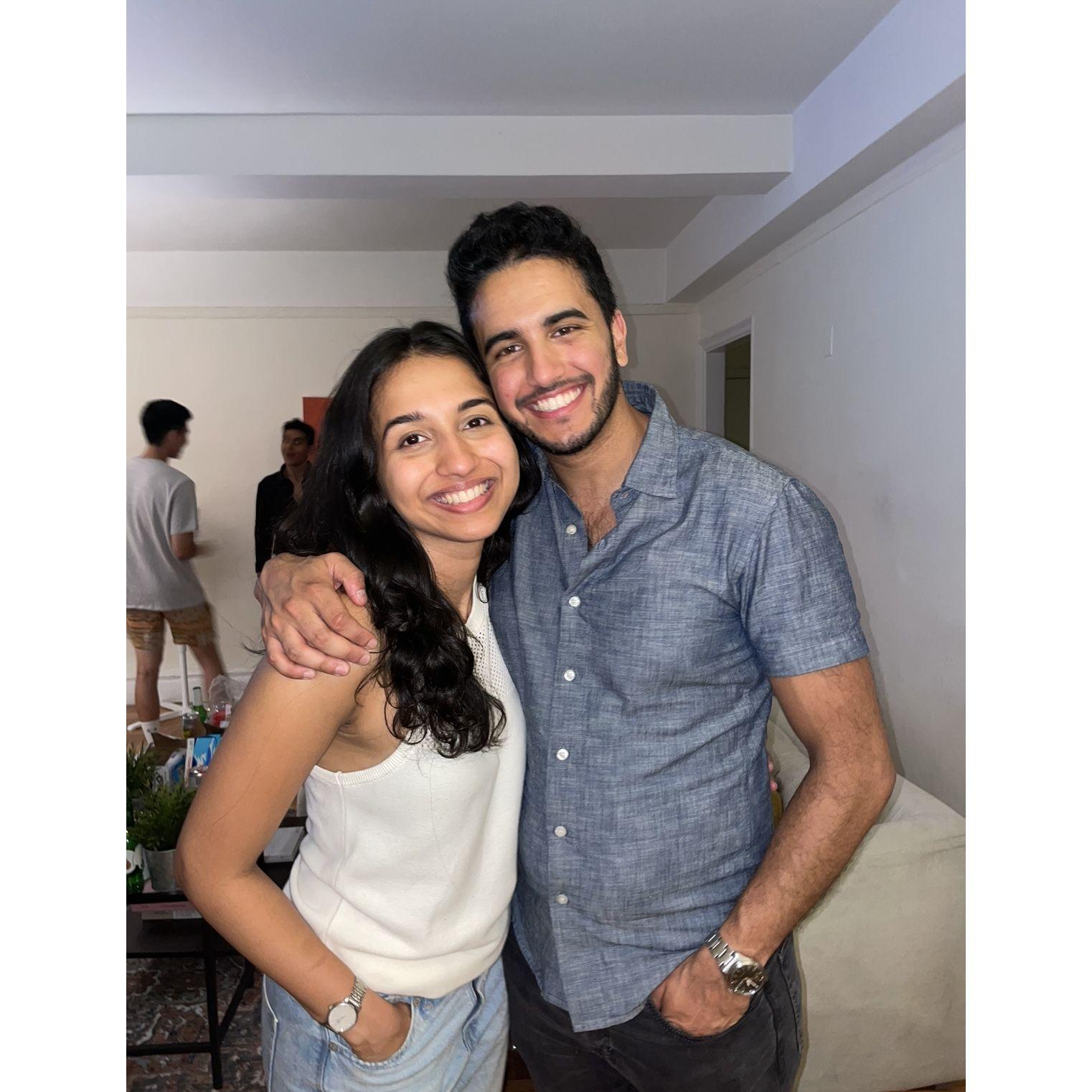 Manish continuing the joint birthday/ house party tradition with his old roommate even after moving out and fooling Shreya a year later with the proposal