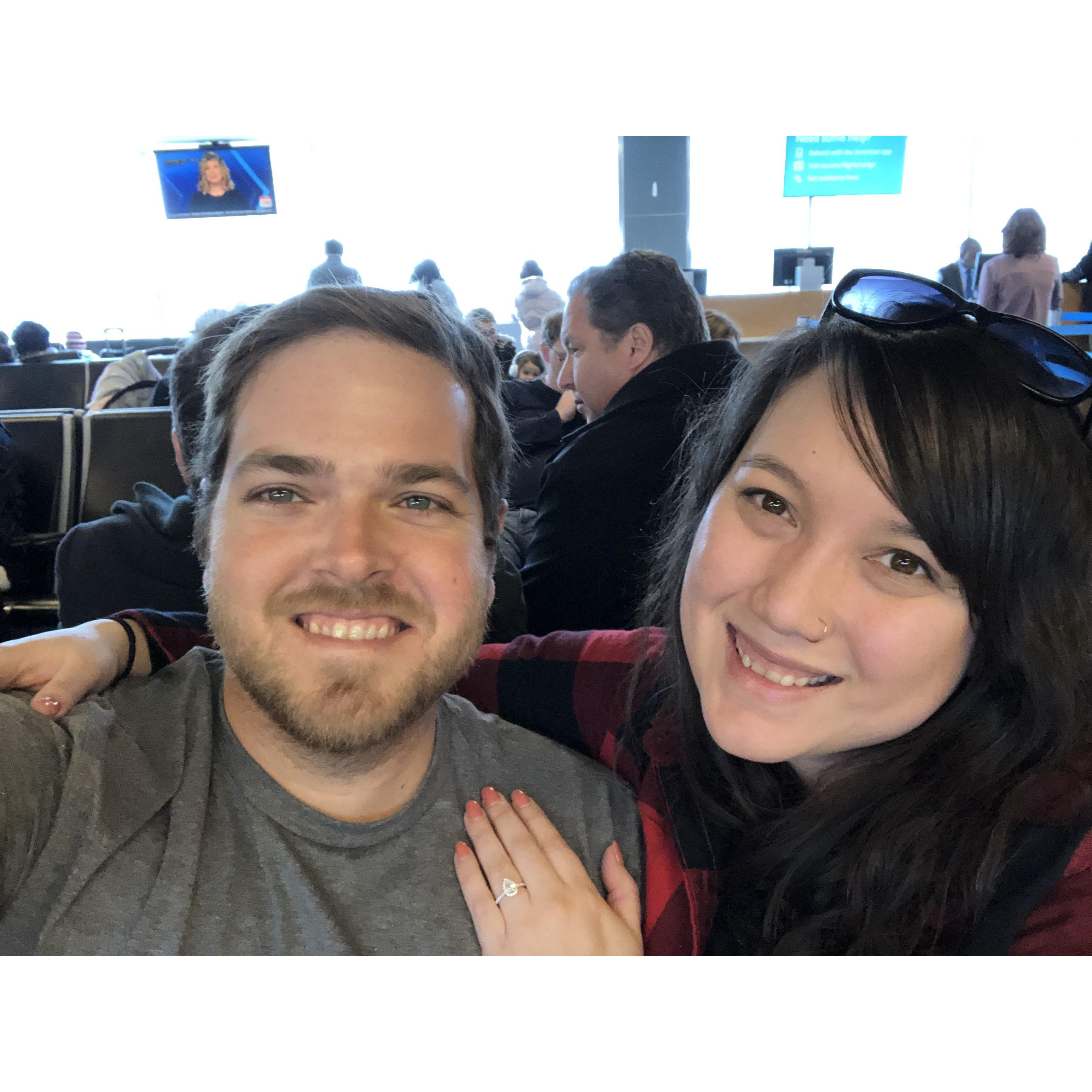 Flying home after our NYC engagement! January 2019