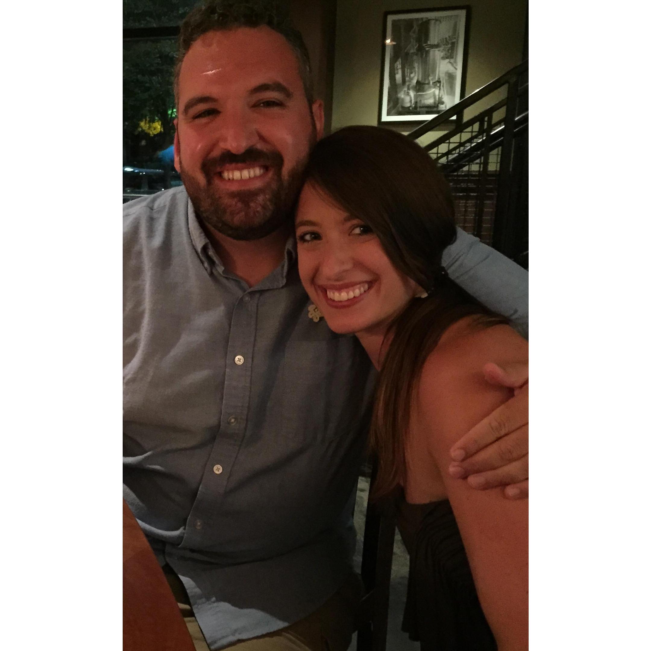The first photo ever taken of us, at Elena's Boston farewell party at Meadhall, 2015.