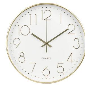 Wall Clock 10 Inch Non-Ticking Silent Modern Simple Style Round Decor Clock Gold Stereoscopic Dial Quartz Wall Clocks for Home/Office/School/Living Room/Bedroom/Kitchen