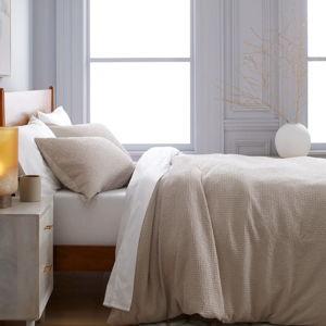 Organic Luxe Honeycomb Duvet Cover - Sand, Full/Queen