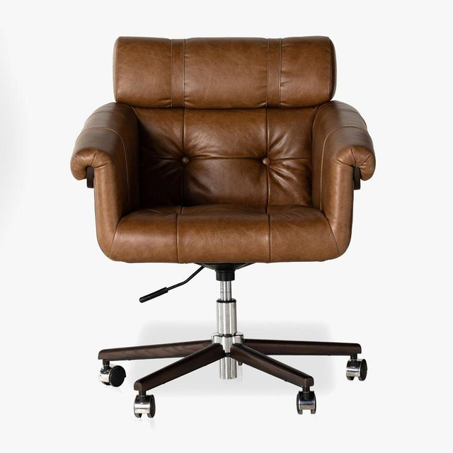 Illiana Leather Swivel Desk Chair, Sonoma Chestnut