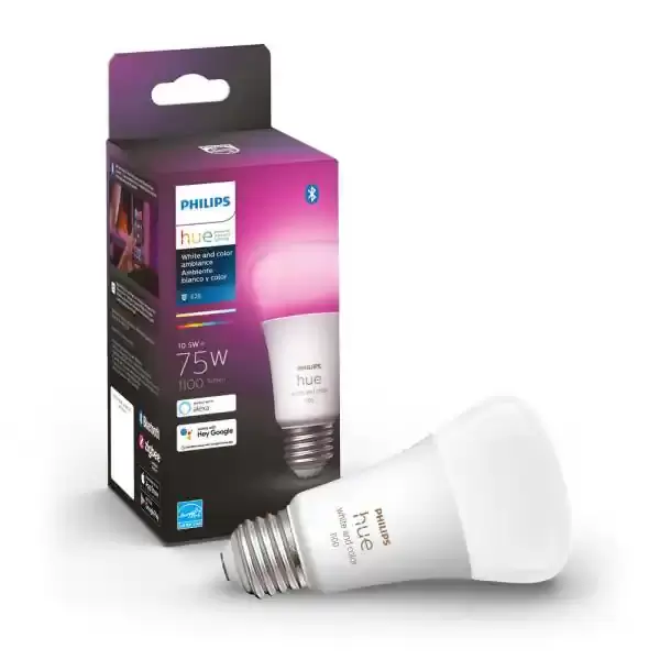 White and Color Ambiance A19 75W Equivalent Dimmable LED Smart Light Bulb (2 Pack)