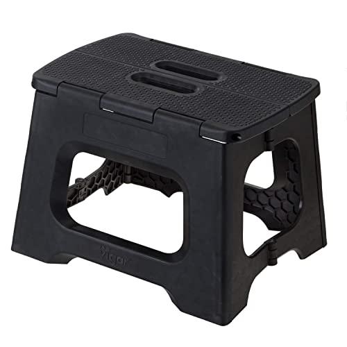 Vigar Compact Foldable Stool, 9 inches, Lightweight, 330-pound Capacity Non-Slip Folding Step Stool for Kids and Adults, Black