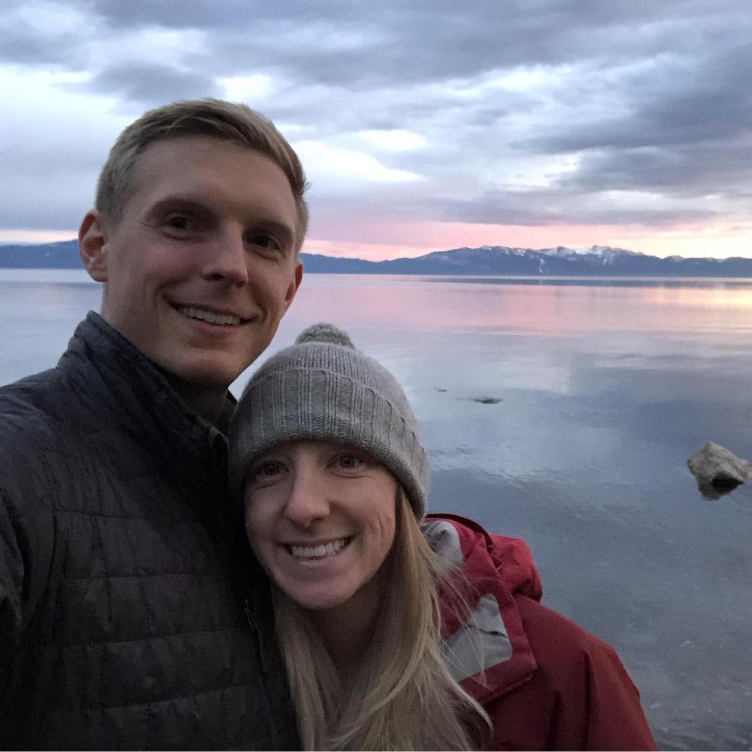 Freezing our tucheses off in Tahoe City on New Years Eve 2017.