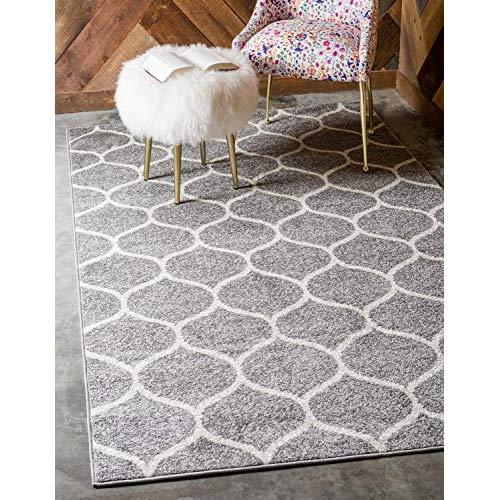 Unique Loom Trellis Frieze Collection Lattice Moroccan Geometric Modern Light Gray Area Rug (9' 0 x 12' 0)