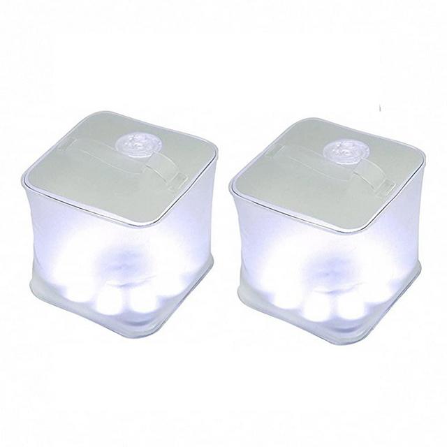 Choreau Inflatable Frosted Cube Solar Survival Emergency Lantern, Waterproof Rechargeable Solar Powered LED Light, Camping Hiking Hunting Fishing Patio Parties Flashlight Lantern