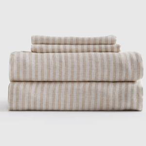 European Linen Stripe Sheet Set in Natural/White Stripe: KING