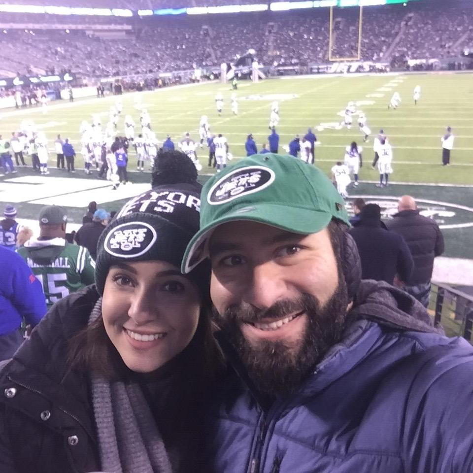 Watching our first football game Jets vs. Colts