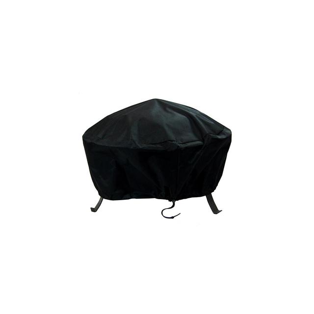 Sunnydaze Outdoor Heavy-Duty Weather-Resistant Vinyl PVC Round Fire Pit Cover with Drawstring Closure - 30" - Black