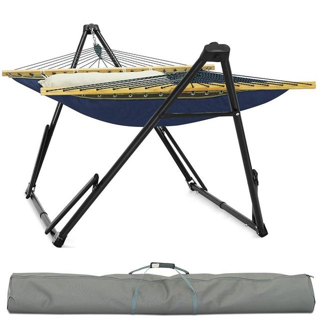Tranquillo Unity Adjustable Hammock Stand, Hammocks Stands for The Garden, 800 lbs Capacity Steel Double Hammock Stand for 2 Persons, Premium Pre-Assembled Stand (Steel, Aegean)