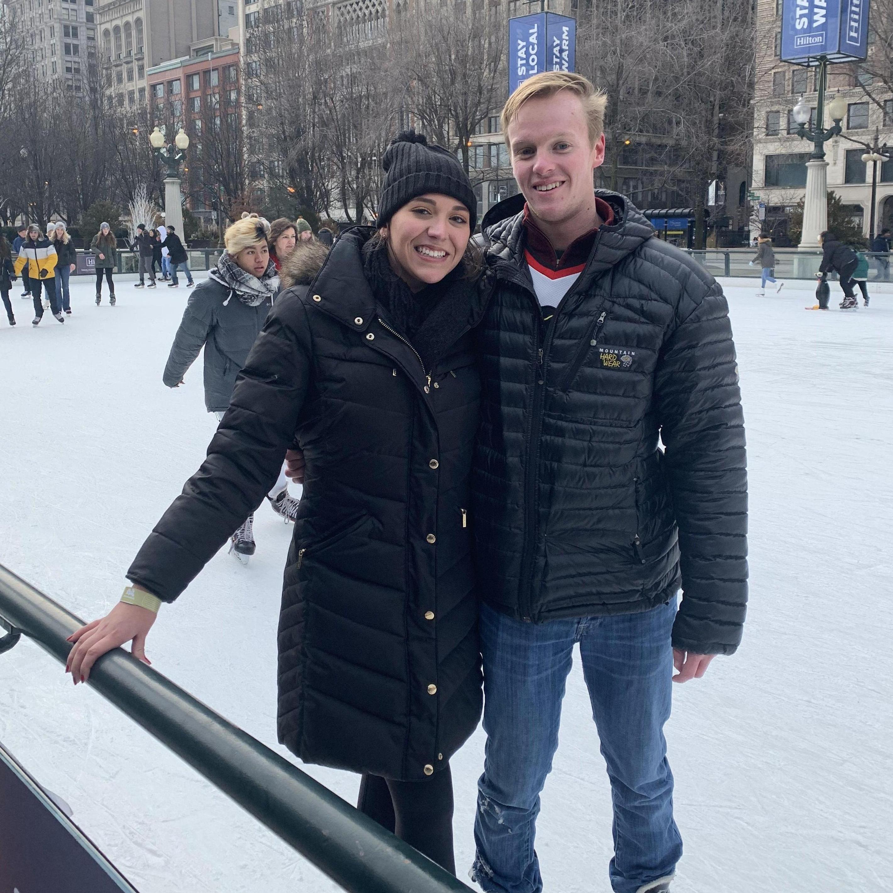 Ice skating at Millenium Park (Tori skates laps around Tucker)