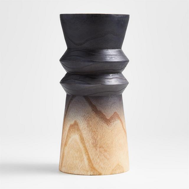 Cara Black Ombre Large Wood Vase