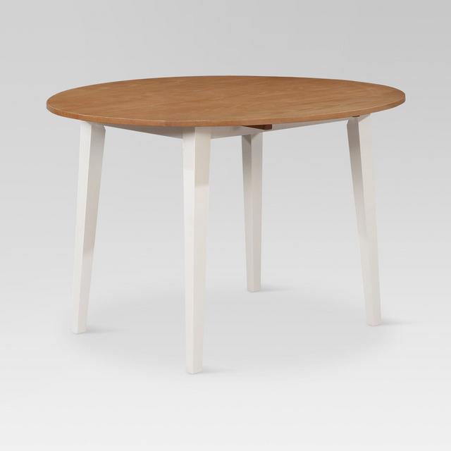 Carey 44" Round Drop Leaf Table - White & Natural - Threshold™