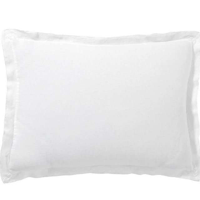 Belgian Flax Linen Double Flange Sham, White, Standard, Set of 2