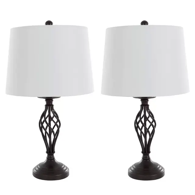 Nottingham Home Spiral Table Lamp in Black (Set of 2)