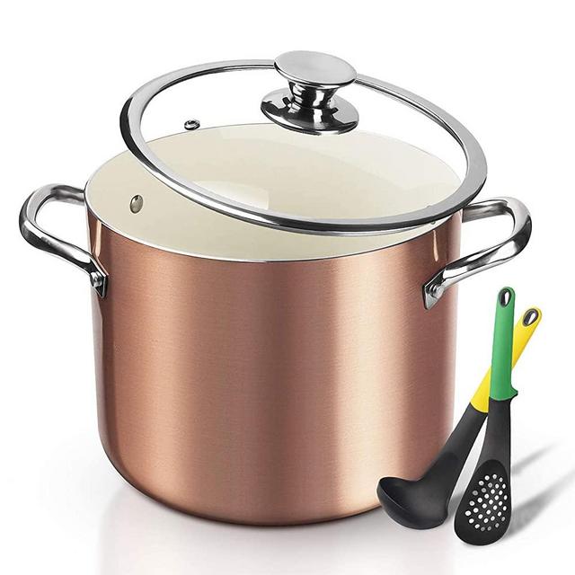 FRUITEAM Nonstick Stock Pot 7 Qt Soup Pasta Pot with Lid, 7-Quart Multi Stockpot Oven Safe Cooking Pot for Stew, Sauce & Reheat Food, Induction/ Oven/ Gas/ Stovetops Compatible for Family Meals