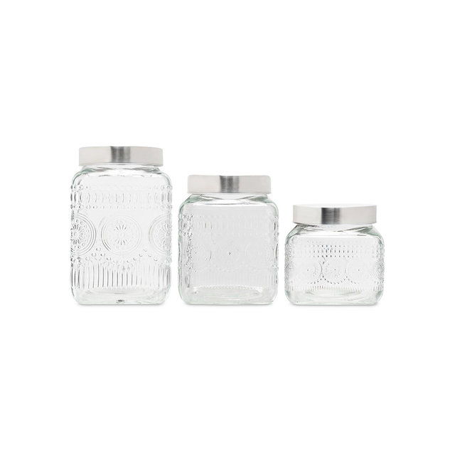 Style Setter Retro Design Glass Canister Set, 3 Piece
