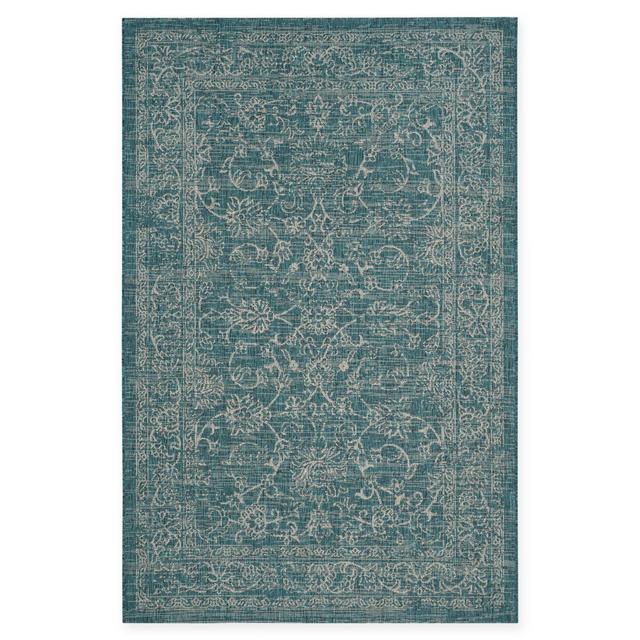 Safavieh Courtyard Brenda 5-Foot 3-Inch x 7-Foot 7-Inch Indoor/Outdoor Area Rug in Turquoise