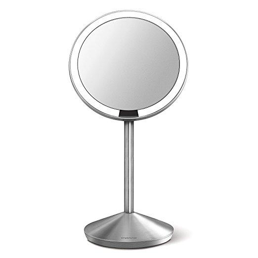 simplehuman 5 inch Sensor Mirror, Lighted Makeup Mirror, 10x Magnification