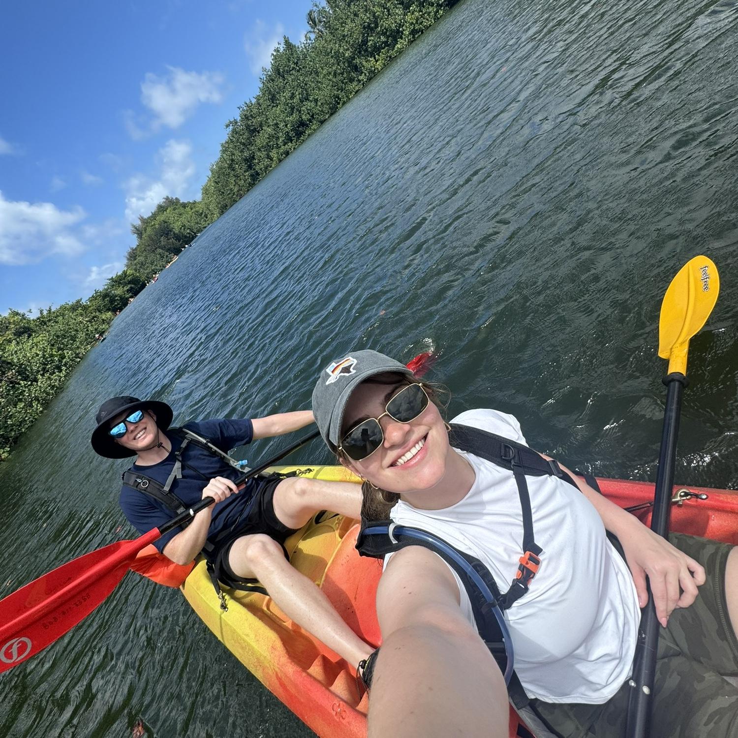 Kayaking in Kauai. Traveled here right after the proposal so it holds a special place in our hearts