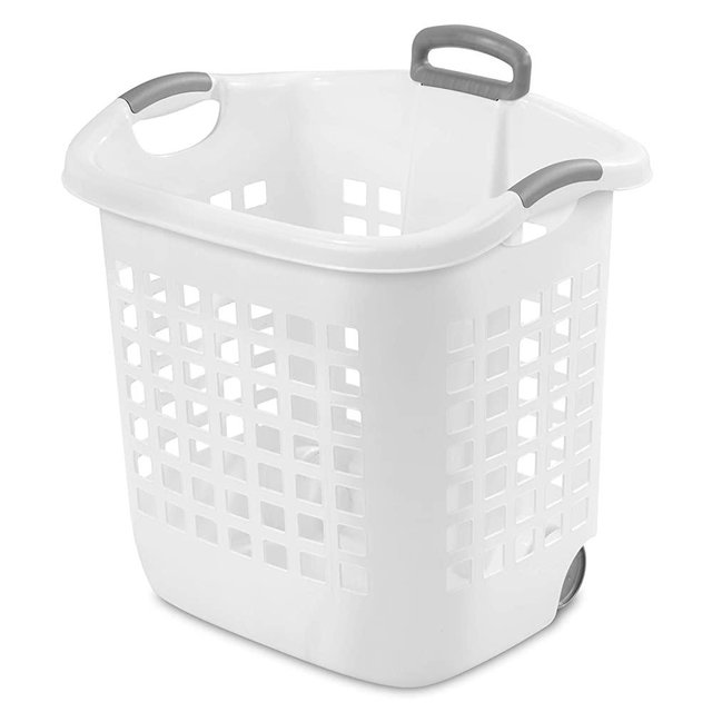 Sterilite 12248004 14 Gallon White Ultra Wheeled Laundry Basket