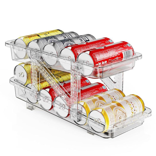 Soda Can Dispenser for Refrigerator Can Holders for Fridge,Adjustable Width Soda Can Organizer for Refrigerator,Drink Organizer for Fridge Suitable for Storage Cabinet and Pantry Clear (1 Pack)
