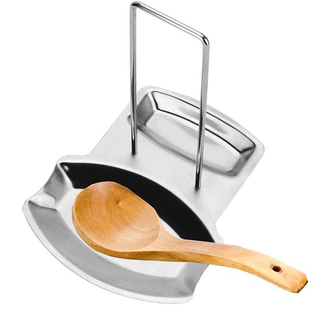 iPstyle Pan Lid Holder for Pots and Pans Progressive Lid and Spoon Rest Shelf 304 Stainless Steel Pan Lid Organizer Kitchen Decor Tool (Holder)