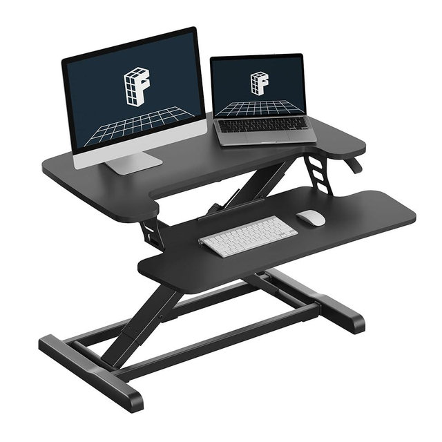 FLEXISPOT Standing Desk Converter 28" Desk Riser for Small Spaces, Compact Desktop Riser Sit Stand Computer Workstation, Stand Up Desk Converter for Laptop & Single Monitor, Black