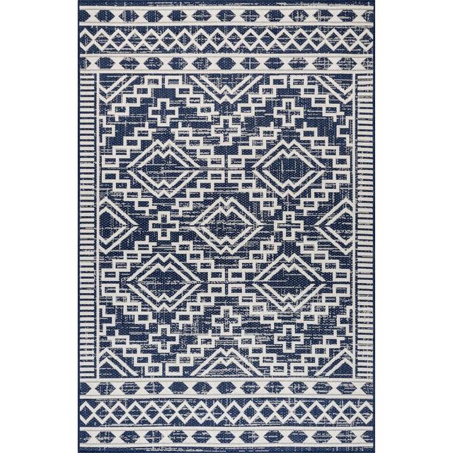 nuLOOM Cari Moroccan Global Indoor and Outdoor Area Rug, Blue, 5'x8'