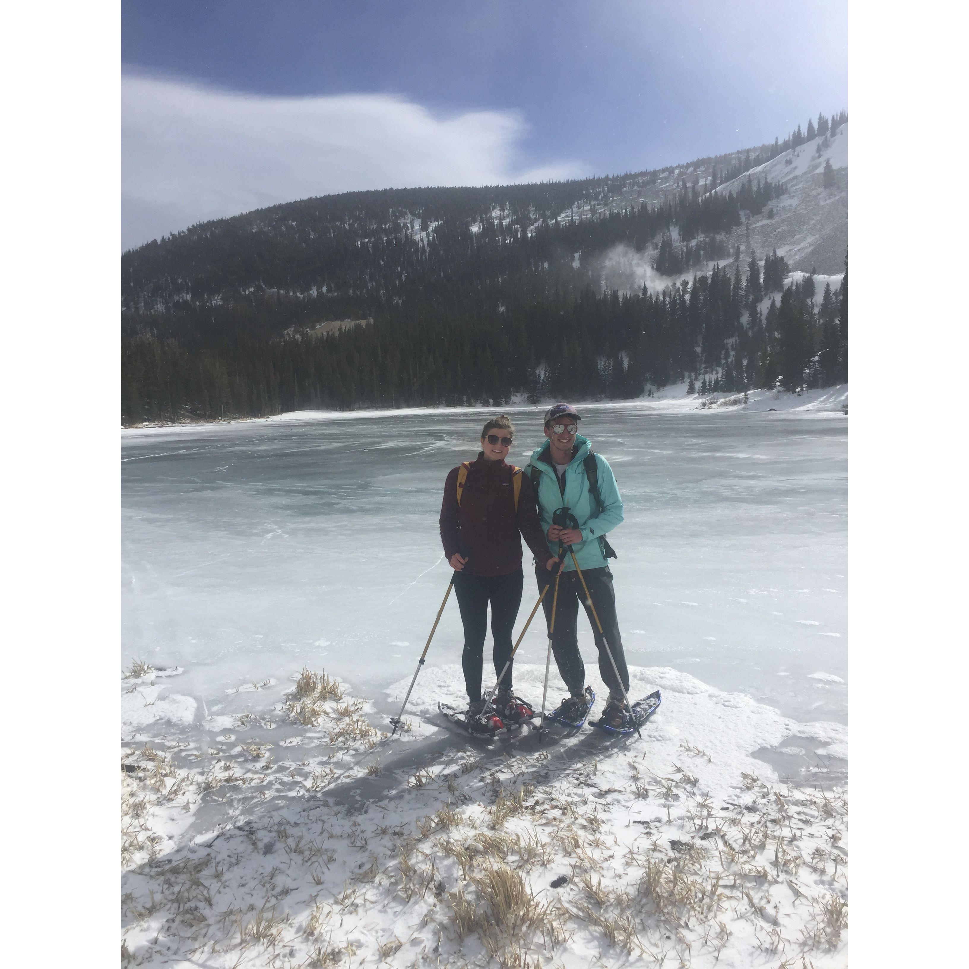 Our first snowshoe trip before we started dating.