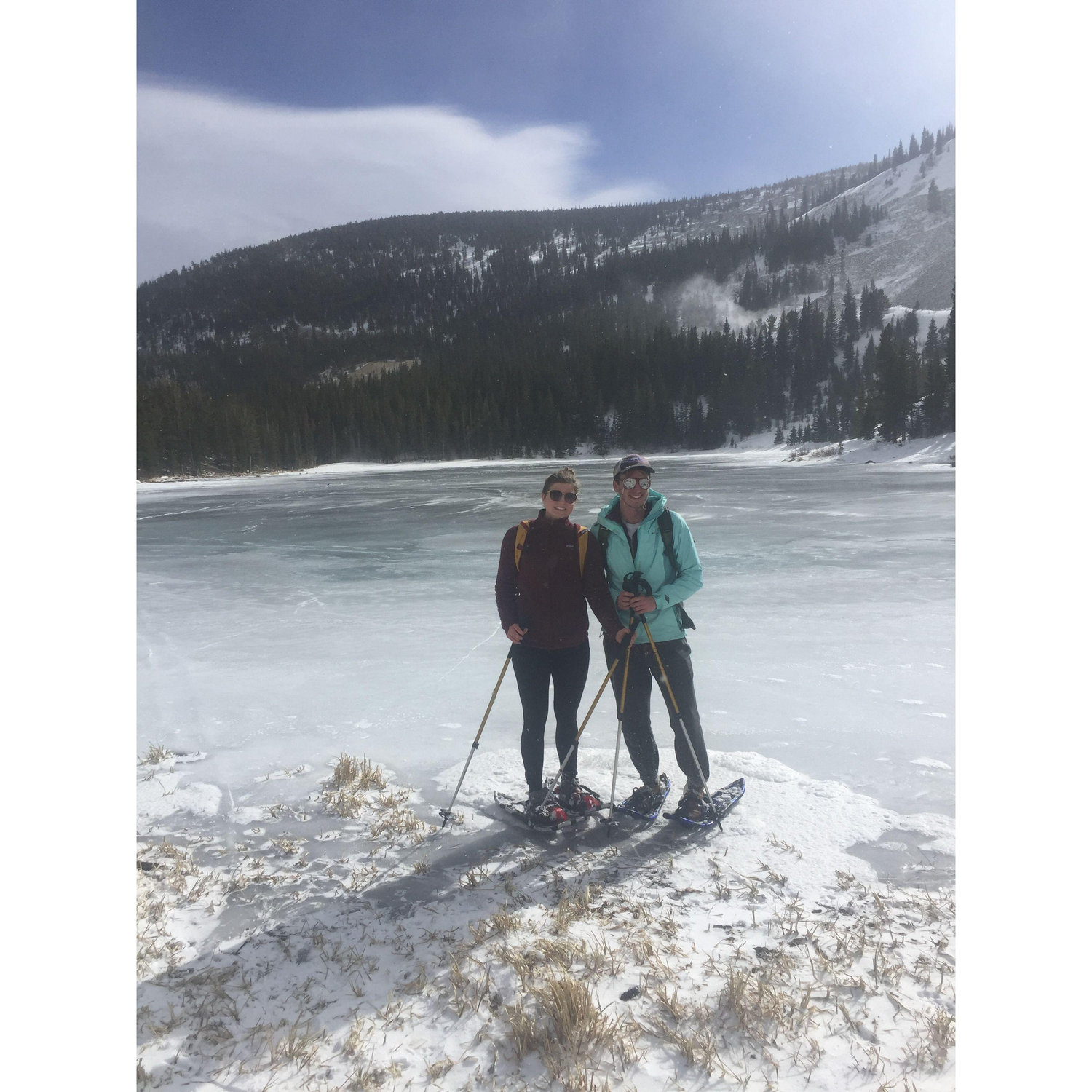Our first snowshoe trip before we started dating.