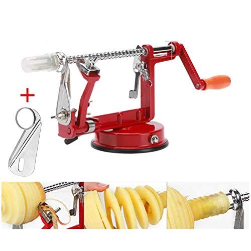 Apple peeler, Apple Peeler and Corer with Suction Base 3 in 1 Slinky Machine Durable Heavy Duty Die Apple Peelers Made In USA (Red)