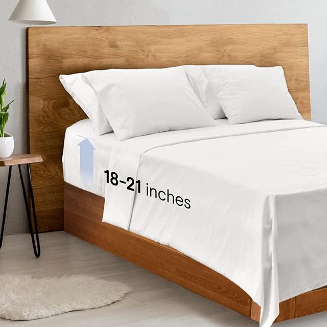 LuxClub 6 PC Extra Deep Pocket Queen Sheets & Pillowcases Set - Hotel Bedding Silky Soft Eco Friendly Wrinkle Free Ultra Soft Cooling Bed Sheet Set deep Pocket up to 21" (King, White)