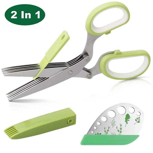 2Pack Herb Scissors, Kitchen Shears with 5 Blades and Cover, Multipurpose  Cutting Herb Stripper, Kitchen Shears Dishwasher Safe, Kitchen Scissors for  Cutting Vegetables with Vegetable Peeler 