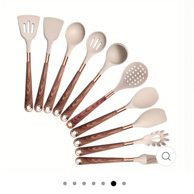 Elegant Silicone Cooking Utensil Set - Brown