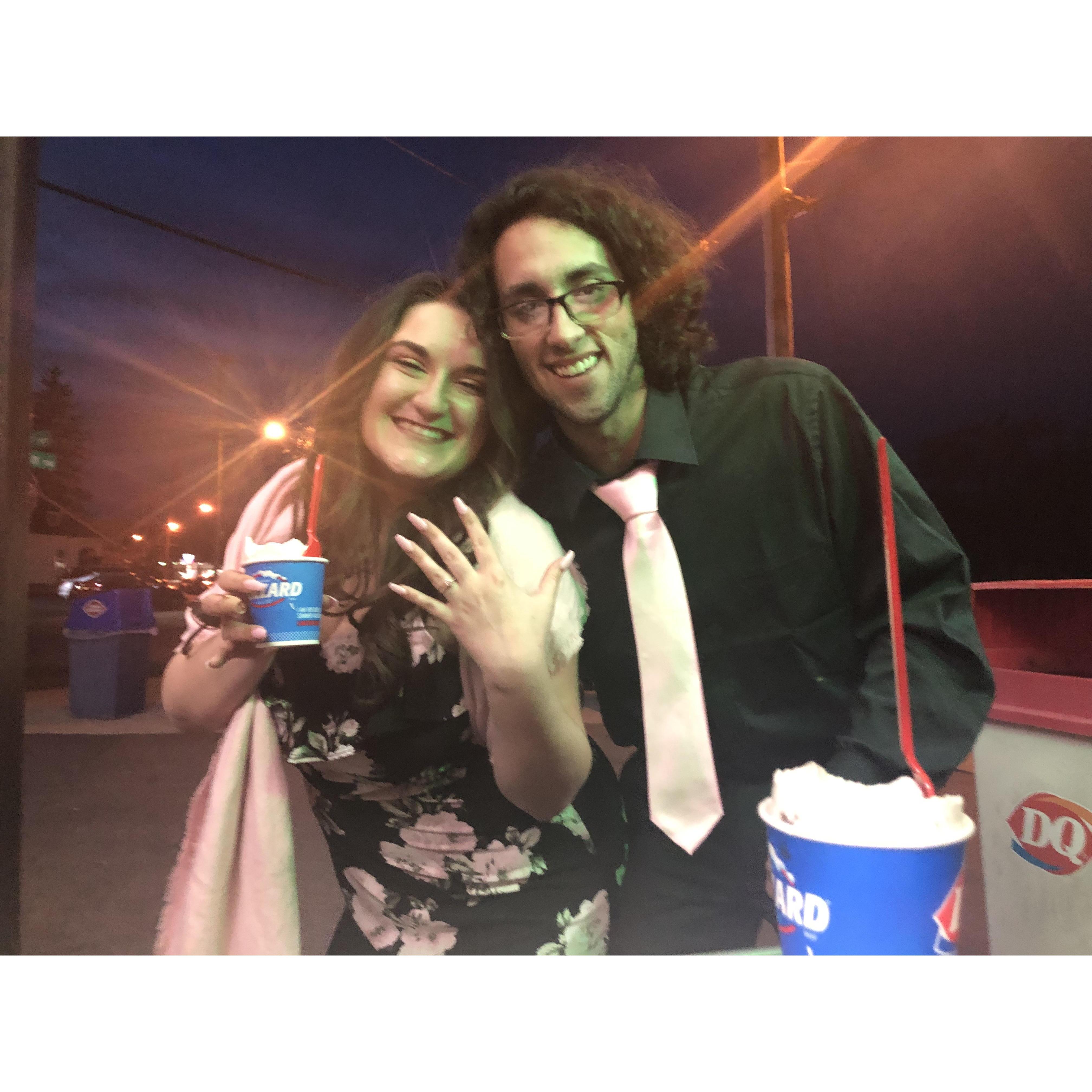This is the night we got engaged. We forgot to take pictures so when we got ice cream after, the lovely employee snapped this gem. My two greatest loves, Jordan and Ice Cream.